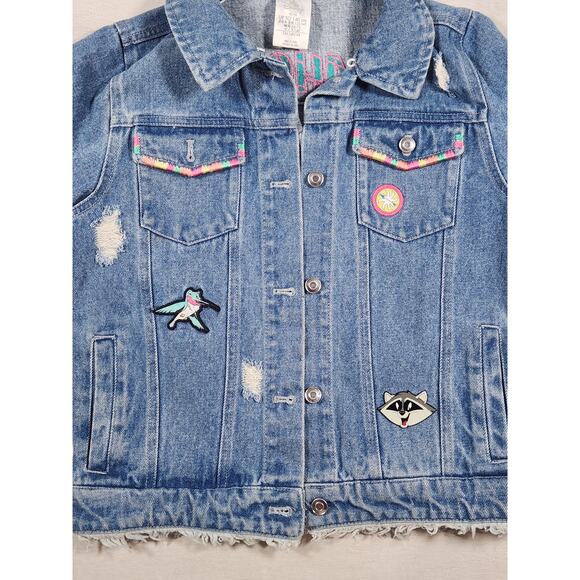 Vintage Disney Pocahontas Denim Embroidered Girls Jean Jacket Size 9/10 Patches - Picture 4 of 10